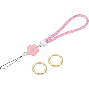 KAL-Dragonne De Dragonne, Porte-Clés En Cuir De 11,9 Cm Avec Breloque En Forme De Fleur Pour Pochette, Téléphone Portable, Portefeuille, Accessoires De Sac À Main, Rose, Rose, 21.5Cm/8.5 - Neuf