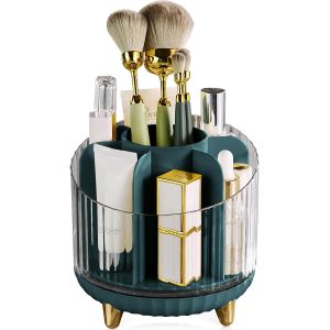 (Vert) 1 Pièce Maquillage Support De Brosse Rotative À 360° Brosse De Maquillage De La Boîte, Multi-Zone De Stockage De Soins De La Peau Produit Organisateur, Coiffeuse Cosmétiques Vitrine, Bureau, Salle De Bains Et De Stockage. - Neuf