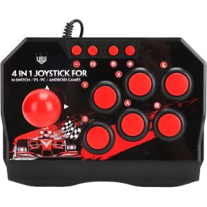 Manette Filaire Fight Stick,Manette De De Jeux D'arcade Avec Port Usb Joystick En Métal 6 Boutons De Commande Ronds Pour Pc - Neuf