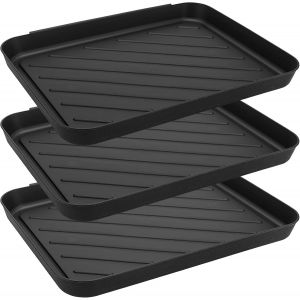 KGABERY-Lot De 3 Bacs D'Égouttement À Chaussures 40x30x3 Cm Grand Plateau Pour Tapis De Sol Égouttoir À Chaussures En Plastique Avec Bord Surélevé Pour L'Intérieur Et L'Extérieur Noir - Neuf
