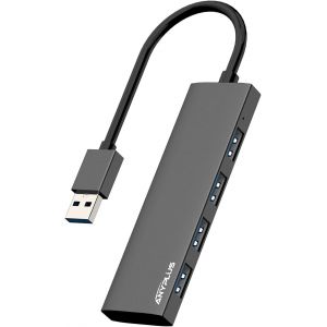 Hub USB 3.0 en Alliage d'aluminium Ultra Fin,répartiteur USB Portable à 4 Ports,hub USB pour Ordinateur Portable,PC,MacBook,iMac,Surface Pro,Mac Pro,clé USB,XPS [Noir] - Neuf