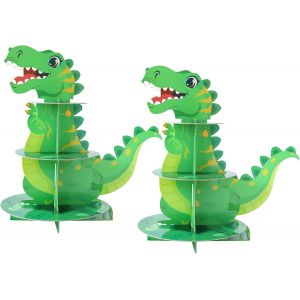 Lot De 2 Présentoirs À Gâteaux En Carton À 3 Étages-Support Pour Cupcake-Tour À Dessert-Accessoires De Fête Pour Mariage,Anniversaire,Fête,Gâteau,Petits Pains,Tartes-Dinosaures - Neuf