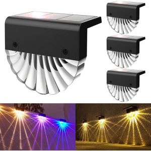 Lampe Solaire Exterieur,Ip65 Led,2 Modes D'éclairage, Blanc Chaud/Couleur, Pour Jardin,Clôture,Cour,Garage (Lot De 4) - Neuf