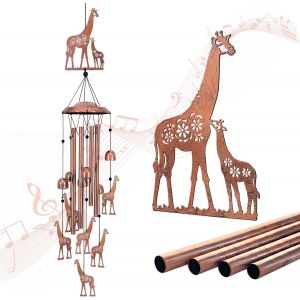 Carillon &Eacute;olien En Forme De Girafe Pour Femme/Homme/Maman/&Eacute;pouse/Grand-M&egrave;re,Cadeau D'anniversaire Comm&eacute;moratif En M&eacute;tal Pour Ext&eacute;rieur/Int&eacute;rieur,Pelouse,Terrasse,Maison,Porche,Cour,D&eacute;coration - Neuf