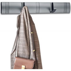 Crochets muraux autocollants modernes avec crochets r&eacute;tractables &iquest; Porte-manteaux robustes pour accrocher manteaux, &eacute;charpes, sacs &agrave; main et plus encore (gris) - Neuf