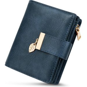 CAUC-Portefeuille Femme Petit, Porte Monnaie Femme avec Blocage RFID en Cuir PU Grande Capacit&eacute; avec 14 Slots de Carte et Poche &agrave; Fermeture &Eacute;clair Pi&egrave;ces Court Porte Feuille pour Femmes - Neuf