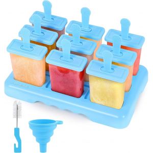 Kalanka-Ensemble De 9 Moule &Agrave; Glace R&eacute;utilisables Pour B&eacute;b&eacute; Sans Bpa - Moules &Agrave; Glace Diy Avec Brosse De Nettoyage Et Entonnoir Pliable En Silicone - Neuf