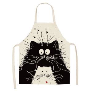 Grand Tablier De Chat Noir Adapté Aux Hommes Et Aux Femmes 68 * 55 Cm, Tablier De Cuisine Imperméable Pour La Pâtisserie - Neuf