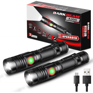 Led Torch Usb Rechargeable 2000 High Lumens, Small And Bright Flashlights, Adjustable Focus Water Resistant White Light Portable For Camping, Outdoor, Emergency, 2 Pack - Neuf