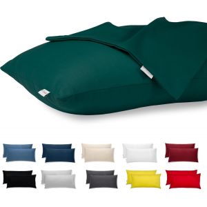 Cauc-Taie D'oreiller 40x80 Coton Satin Premium Lot De 2 Housse Coussin Pour Coussins Canap&eacute;/Lit Tissu Super Doux Resistant Et Lavable Hypoallerg&eacute;nique Anti-Acariens Avec Fermeture &Eacute;clair Invisible - Neuf