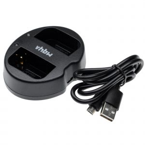 vhbw Chargeur Micro-USB double compatible avec Sony MVC-FD73, MVC-FD75, MVC-FD71, MVC-FD73K cam&eacute;ra action-cam + c&acirc;ble Micro-USB + t&eacute;moin de charge - Neuf