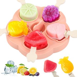 Eryi-Moule A Glace Bebe, 5 Pièces Mini Moule Glace Silicone Sans Bpa, Moule À Glace Reutilisable Avec Batonnet Et Couvercle, Moules À Glace Maison Diy Popsicle Moule Pour Les Enfants Bébé - Neuf