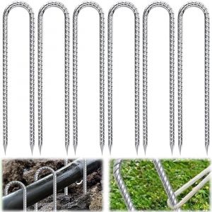 Yemaesre-6 Piquets D'ancrage Au Sol Galvanisés, 30cm Ancrage Au Sol En U, Piquets De Tente En Acier Galvanisé Pour La Sécurisation De Clôtures, Auvents, Camping - Neuf