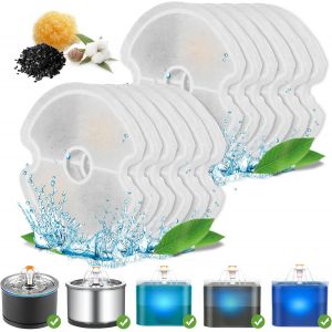 Filtre Fontaine Eau Chat, Lot De 12 Filtres De Fontaine À Eau Remplacement Rechange Filtre De Chat Avec Résine Échangeuse D'ions Pour Fontaine À Eau 2l Led - Neuf