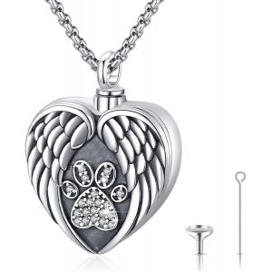 Collier Cendres Urne Pendentif 925 Argent Sterling M&eacute;daillon Cr&eacute;mation Pour Cendres Humaines Chien Chat,Bijou Comm&eacute;moratif F&ecirc;te Des M&egrave;res - Neuf