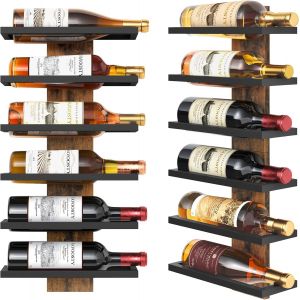 SUBZONAL-tag&egrave;re &agrave; vin Murale, Porte-Bouteilles, &eacute;tag&egrave;re &agrave; Bouteilles &agrave; 6 Niveaux, en m&eacute;tal, &eacute;tag&egrave;re &agrave; vin pour Salle &agrave; Manger, Chambre &agrave; Coucher, Cave &agrave; vin-Noire - Neuf