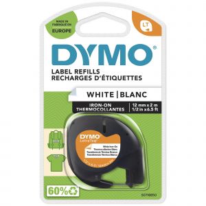 DYMO LetraTag &Eacute;tiquettes Autocollantes pour V&ecirc;tements Authentique | 12 mm x 2 m | impression en noir sur fond blanc | &Eacute;tiquettes autocollantes pour &eacute;tiqueteuse LetraTag - Neuf