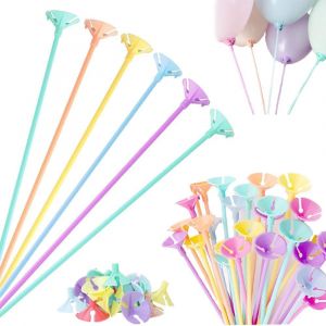 50 Pièces Tige Ballon Gonflable Porte Ballon Tiges De Support À Ballons Support Pour Balon En Plastique Tige Pour Ballons Réutilisable Pour Décoration De Mariage Anniversaire Fête - Neuf