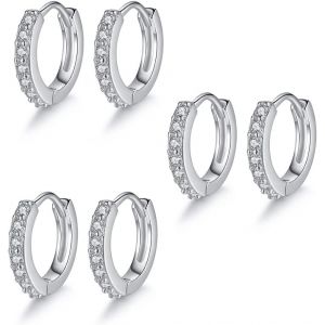 Kalhx-Créoles Argent Femmes Boucles D'oreilles,3 Paires De Boucles D'oreilles Créoles,Petites Boucles D'oreilles Créoles Sommeil Hypoallergéniques 10 Mm¿ - Neuf