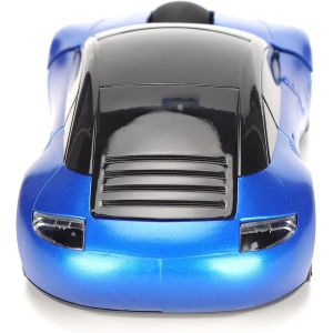 WQD-Souris de Voiture sans Fil 2.4 GHz, Souris Optique Ergonomique en Forme de Voiture de Sport 3D avec Récepteur USB, Souris D'Ordinateur 1600 DPI avec Lumière LED (Bleu) - Neuf