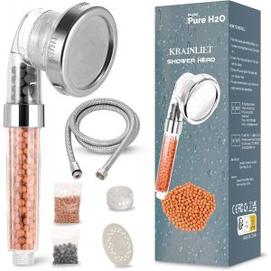 JGD-Pommeau de douche ionique pour augmenter la pression et &eacute;conomiser de l'eau avec tuyau, filtre 3 modes pour cheveux secs et peau spa, contient des perles de pierre min&eacute;rale purifiante - Neuf