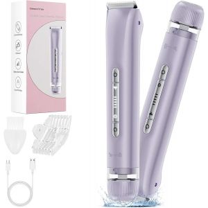 Rasoir Electrique Femme,2 En 1 Tondeuse Femme Intime,Rasoir Femm'e Electrique Sans Fil,Tondeuse Bikini Femm'e Dechargeable,Rasoir De Surete Femm'e &Eacute;tanche Pour Visage Aisselles Jambes Bras - Neuf
