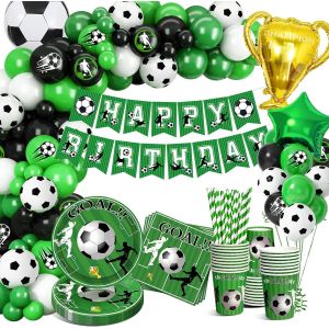 Mevronisshop-Decoration Anniversaire Foot Vaisselle Football Kit, Vaisselle De F&ecirc;te Pour Enfant Gar&ccedil;ons - Neuf