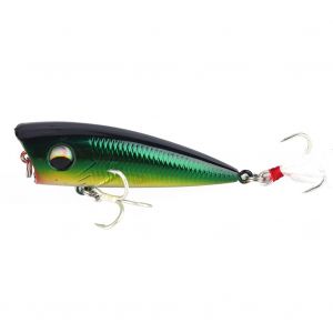 Leurre De Peche Artificiel Dur Avec Hamecon Triple Flottant Popper (Bleu Et Noir) - Neuf