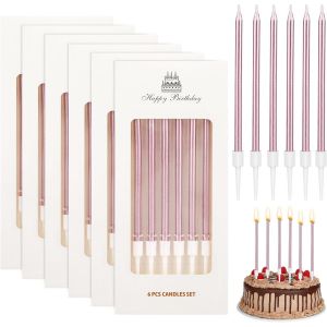 Eryi-36 Pièces Bougie Anniversaire, Bougies D'anniversaire Enfant Avec Supports - Longues Et Fines Bougies D'anniversaire - Bougies À Gâteau Pour Fête D'anniversaire, Mariage, Remise De Diplôme - Neuf