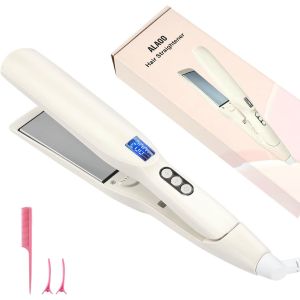 Hair , 2-In-1 Curling , Adjustable Temperature 110°C-230°C With Led Screen, For All Hair Types, Short Hair, Home Or Salon, White - Neuf
