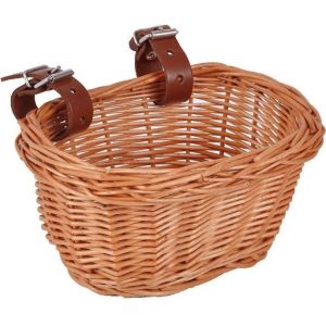 Panier De V&eacute;lo En Osier Tress&eacute; &Agrave; La Main Pour Enfants - Porte-Jouets Et Collations Sur Le Guidon Avant, Ceinture En Cuir R&eacute;glable, Durable Et &Eacute;l&eacute;gant - Neuf