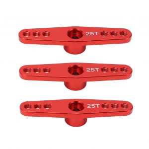 3 pièces 25T en alliage d'aluminium RC bras servo klaxon Long Type pour 1/10 télécommande voiture mise à niveau partie rouge - Neuf
