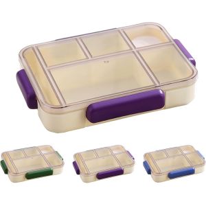Bento Lunch Box Micro Ondable, 1400ml Boite Repas Avec 3 Compartiments Et Couverts, Boite &Agrave; Lunch Pour Pique-Nique, Travail, &Eacute;coles, Camping Et Fitness (Bleu) - Neuf