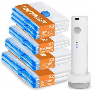 Sac Sous Vide Vetement Aspirateur avec Pompe à Vide Sans fil Électrique, Lot de 9 Sac Rangement Sous Vide Pour VêTements, Couettes, Voyages - Neuf