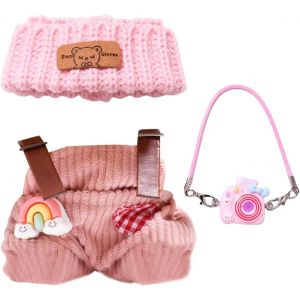 Habits d'&eacute;t&eacute; sucr&eacute;s pour poup&eacute;es Porte-cl&eacute;s Vinyl Plush Toyavec Chapeau de p&ecirc;cheur en Cordon & Robe Salopette & pin FloralAccessoires Tenue pour Vinyl Plush Toys Blind Box(Violet) - Neuf