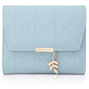CAUC-Portefeuille Femme en Cuir PU Petit Porte Monnaie Slots de Carte, Porte Feuilles pour Femme Court avec Porte-Monnaie Zipp&eacute; et Portefeuilles Pochette Femme (Bleu Clair-1) - Neuf