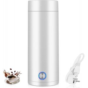 Bouilloire De Voyage,400Ml Bouilloire &Eacute;lectrique Portable,Mini Tasse Chauffante Portable 3 En 1 Avec C&acirc;ble Dalimentation,304 En Acier Inoxydable,Pour Le Lait, Le Caf&eacute; Et La Du Th&eacute;, Blanc - Neuf