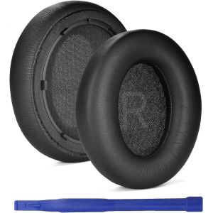 LORANKA-Q45 Coussinets de rechange, compatibles avec les &eacute;couteurs Anker Soundcore Space Q45, fabriqu&eacute;s en cuir prot&eacute;in&eacute;, faciles &agrave; nettoyer (noir plat) - Neuf