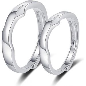 Kal-2pcs Couple Anneaux Set, Bague De Fian&ccedil;ailles Mariage R&eacute;glable, Bague Acier Inoxydable Promesse/Classique Anneau/Destin&eacute;e/D'amour &Eacute;ternel/Lettres/Forme D'amour Bijoux Mariage Cadeau - Neuf