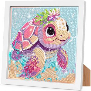 Ayuhr-Tortue Diamond Painting Enfant Kit Complet Animaux 5d Diamant Painting Peinture Diamant Avec Cadre En Bois Diamond Strass Point De Croix Broderie Craft Peinture Créatifs Décoration D'intérieur - Neuf
