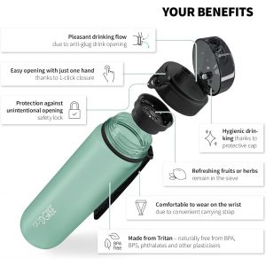 Gourde,Bouteille D¿Eau ¿Uberbottle¿ +Tamis-Fruits-350ml,500ml,650ml,1l,1,5l,2l-Sans Bpa,Étanche,Anti-Fuite, ,Légère-Idéal Pour École,Sport,Fitness,Gym,Travail.[I834] - Neuf