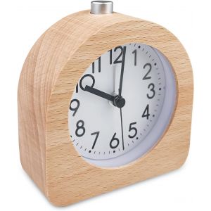 ERYI-Réveil Matin À Piles Analogique Silencieux Sans Tic-Tac, Bois Rétro, Lumineux De Voyage, Horloge À Aiguilles Classique Avec Fonction Snooze, Pour Famille Et Bureau - Neuf