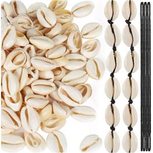 Meimie-100pcs Perles De Coquillage Naturel,Spiral Perles Coquillage 16 À 18mm Perle Coquillage Cauris Naturel Avec Trous,Avec 5mètres De Corde De Coton Noir Pour Bricolage Bracelet Collier Coquillage - Neuf