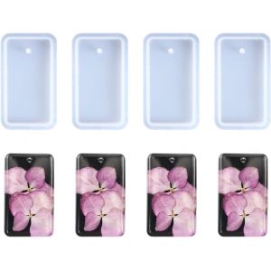 4pcs Rectangulaire Porte - Cl&eacute;s En Silicone Moule Rectangulaire Porte - Cl&eacute;s Charme Epoxy R&eacute;sine Moule Rectangulaire Tag R&eacute;sine Moulage Bricolage Artisanat Bijoux Pendentif - Neuf
