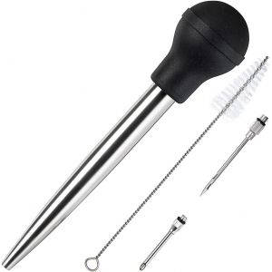 Kal-Poire À Jus En Acier Inoxydable Et Caoutchouc De Qualité Alimentaire Avec Injecteur De Marinade Et Brosse Pour Nettoyage Facile - Neuf