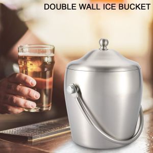 Hjlian Seau A Glace Isolant A Double Paroi En Acier Inoxydable Avec Couvercle Et Poignee (N¡Ã 1) - Neuf