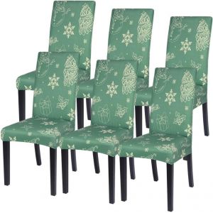 Ensemble de 6 No&euml;l Housses de Chaise (Vert), Amovible, pour la Salle &agrave; Manger, d'une Partie de l'H&ocirc;tel et au Banquet. - Neuf