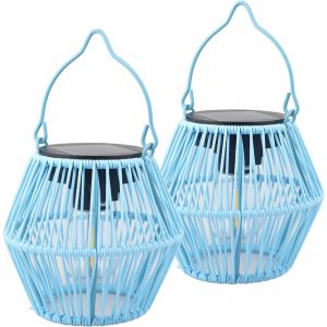 Lanterne Solaire Ext&eacute;rieur Suspendue, Pack Of 2 Lampe Solaire Exterieur Ip65 &Eacute;tanche, Tissage Main. Lampe Outside Exterieur Id&eacute;al Parfaite Pour Pelouses, Terrasses, Balcons Et Jardins. - Neuf