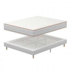 Ensemble 160X200 CM Matelas Mousse, +Sommier Tapissier, Hauteur du Cadre de lit 29 cm&iquest;Epaisseur Matelas 22CM - Neuf