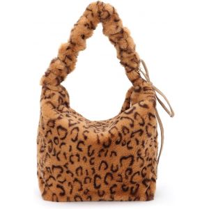 Sac À Bandoulière En Fourrure De Léopard Pour Femme, Sac À Main En Peluche, Grand Sac Fourre-Tout, Sac À Poignée Supérieure Pour L'Automne Et L'Hiver - Neuf